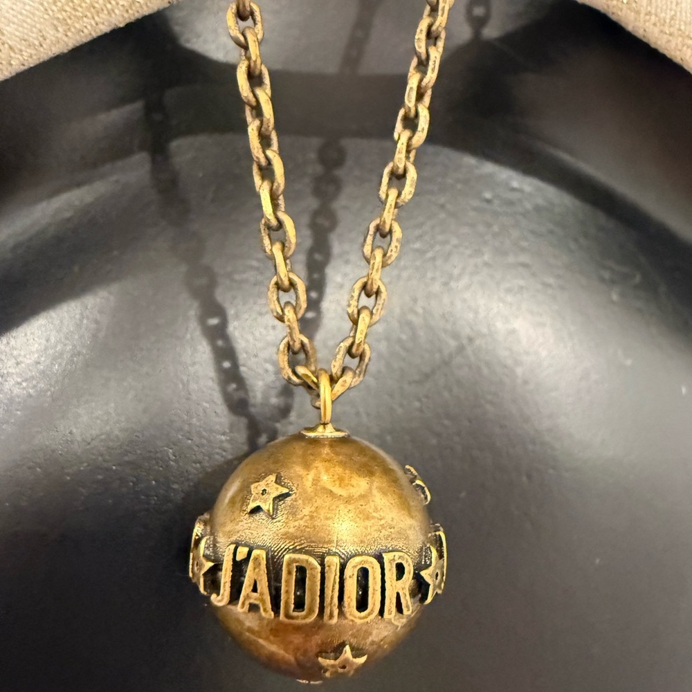 Christian Dior J’ADIOR Orb Necklace Vintage Gold Statement Rare